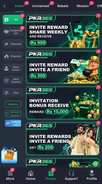 PKR365 Game bonuses